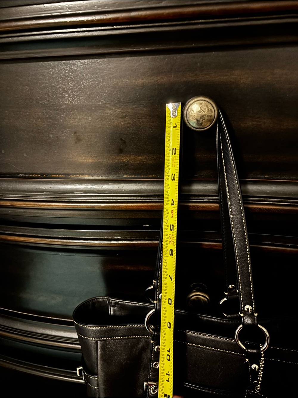Coach Black Leather Tote with Silver Hardware - Picture 11 of 12
